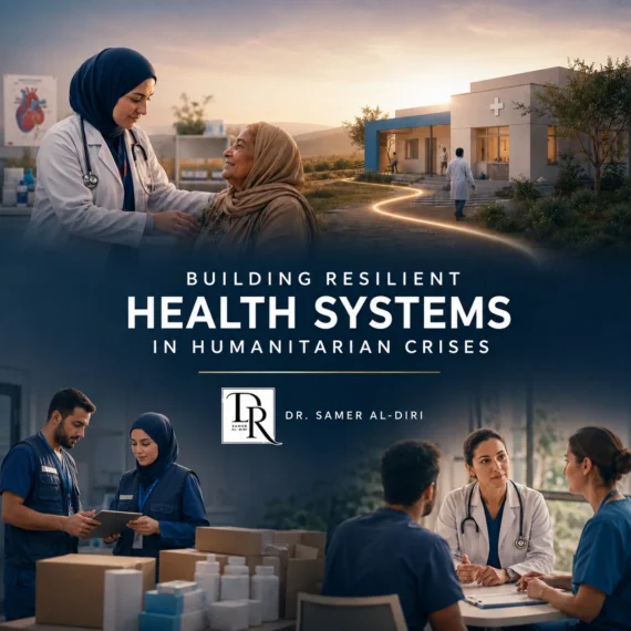 Building resilient health systems in humanitarian crises, showing coordinated frontline care and local healthcare delivery — Dr. Samer Al-Diri
