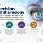 Precision ophthalmology infographic by Dr. Samer Al-Diri showing signal integrity, clinical validity, pathway integration, governance and accountability, and learning and equity.